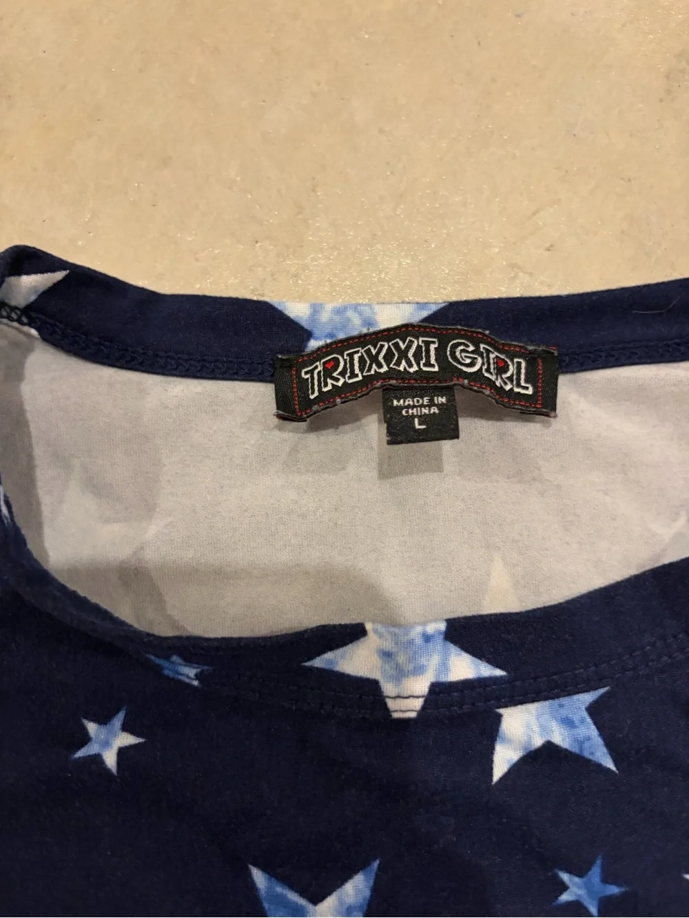 Trixxi Girl Navy Blue Star Print Top